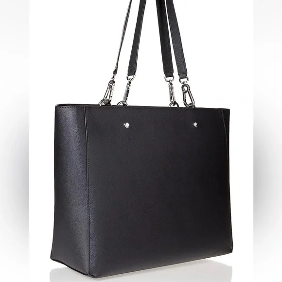 Karl Lagerfeld Black Tote with Patches & Charm Accents size 14 1/4 x 11 1/2” New - Picture 7 of 17